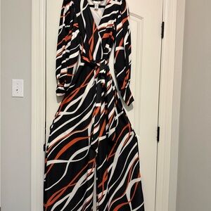 Stylish Black, White, and Orange Women's Dress